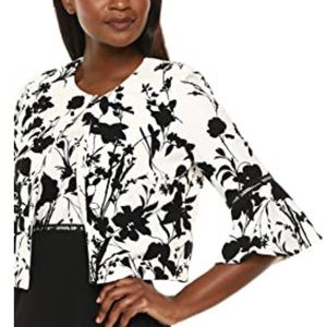 Floral Print Blazer Midi Bell Sleeve Suit Jacket